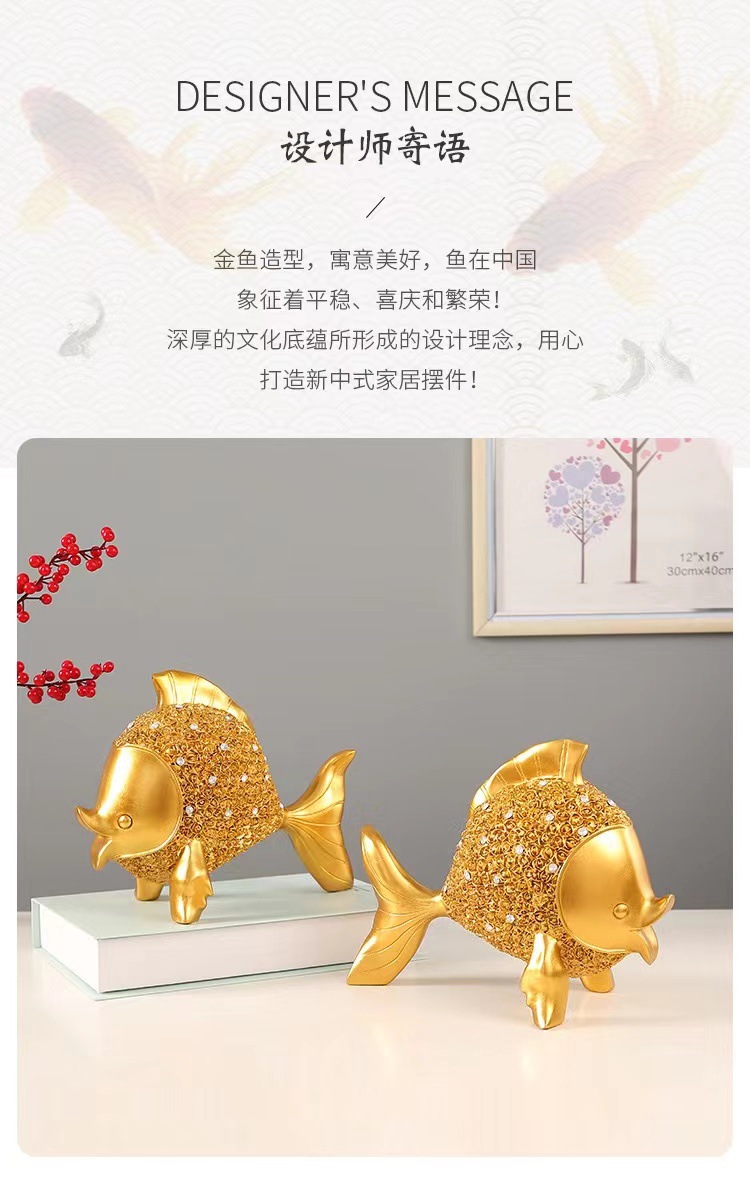 Every year, there are fish-bringing wealth ornaments. The light luxury entrance hall, living room, TV cabinet, wine cabinet, and office desk decorations are all exquisitely handcrafted pic 3