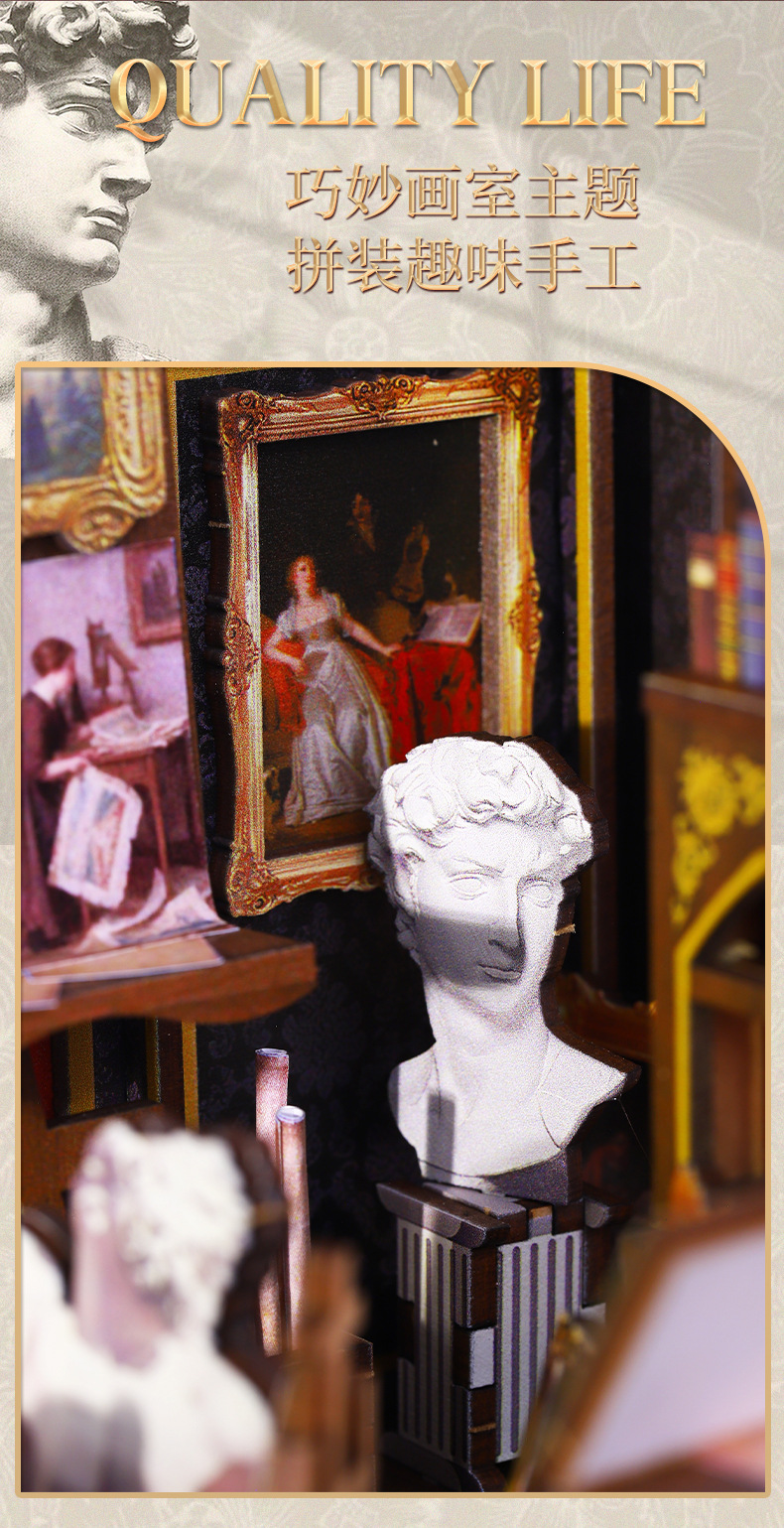 Jiate DIY Bookstand, Wonderful Art Studio diy Bookstand Assembly Bookstand, diy House 3D Bookstand, Handmade Model Book pic 5