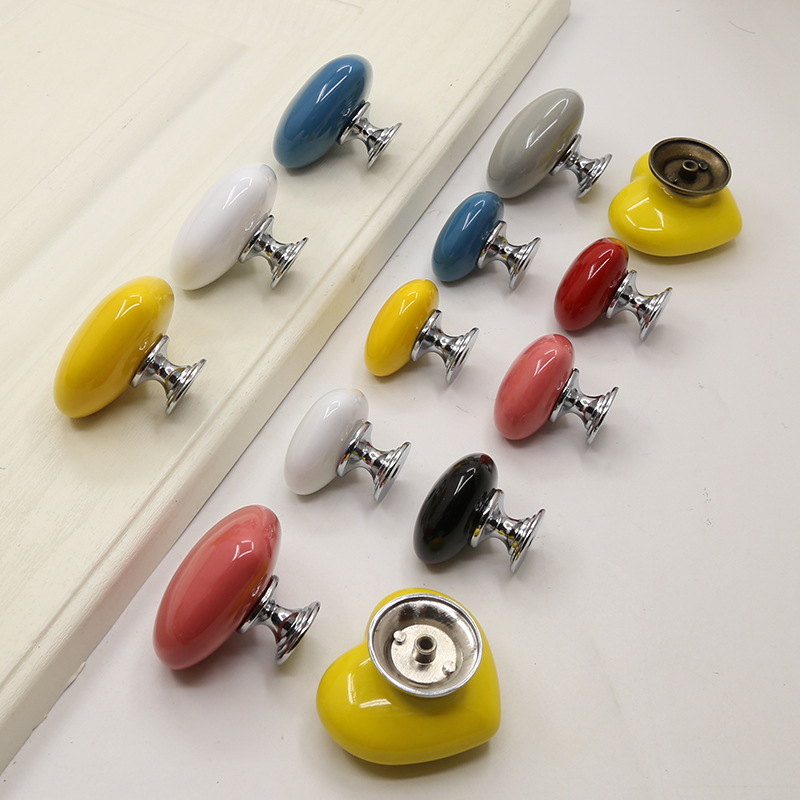 卡通儿童房拉手心形陶瓷拉手现代简约抽屉橱柜书柜电视柜鞋柜把手详情4