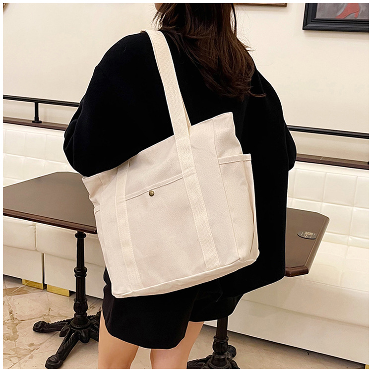大容量托特帆布包上班外出高颜值通勤百搭文艺学生装书单肩布袋包详情12