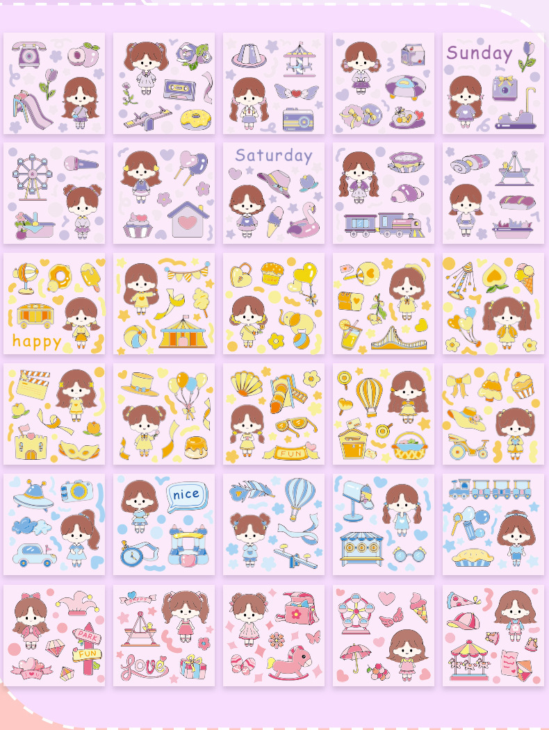 Cartoon cute planner sticker set, pvc water cup waterproof sticker, Korean version diy material planner gift box wholesale pic 8