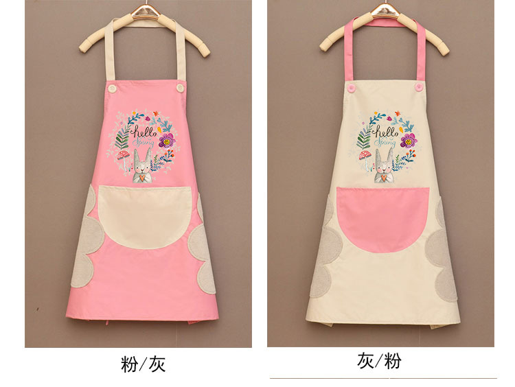 厨房围裙花环兔可擦手现货家用做饭夏款网红围腰印logo围裙工作服详情7