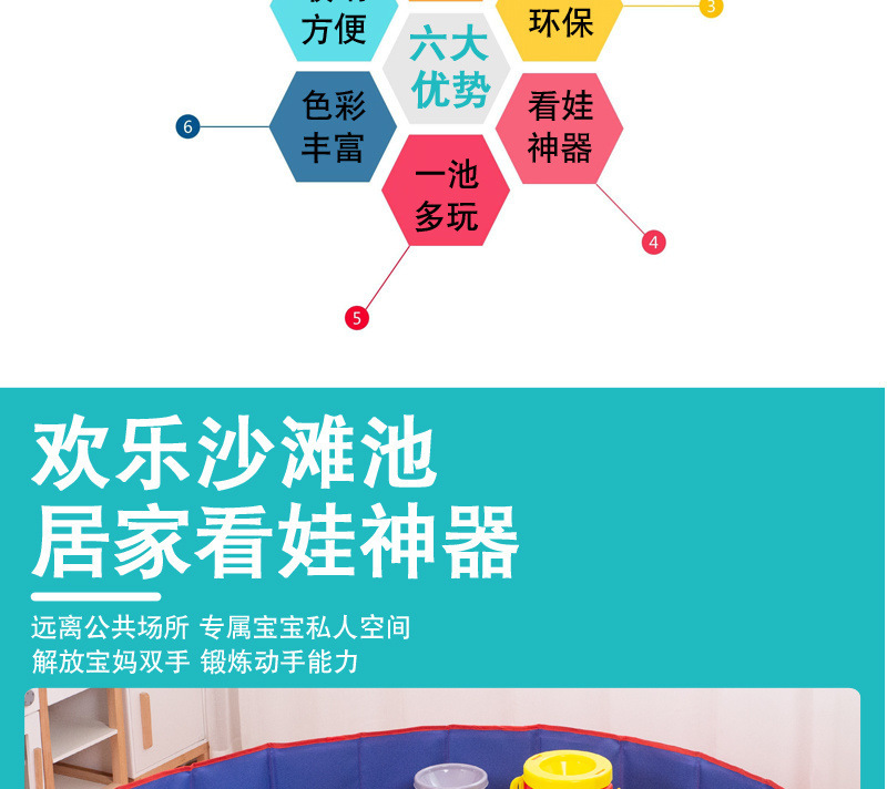 决明子玩具沙池套装儿童家用室内围栏折叠宝宝玩沙池挖沙详情3