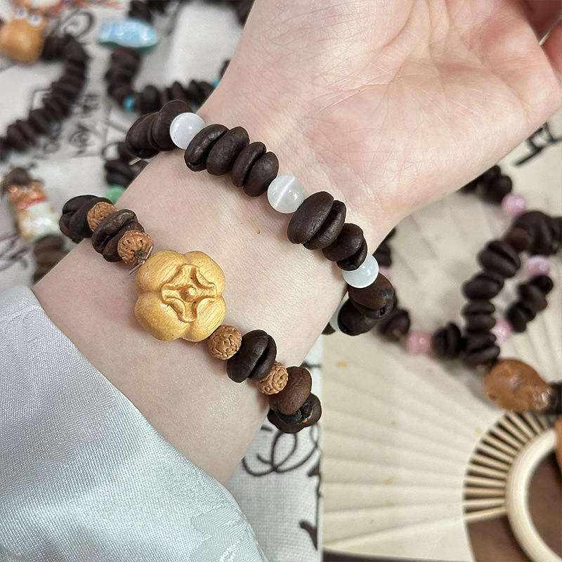 趣味咖啡豆猫爪串珠手链新中式设计感手作葫芦梅花手串百搭手链详情10