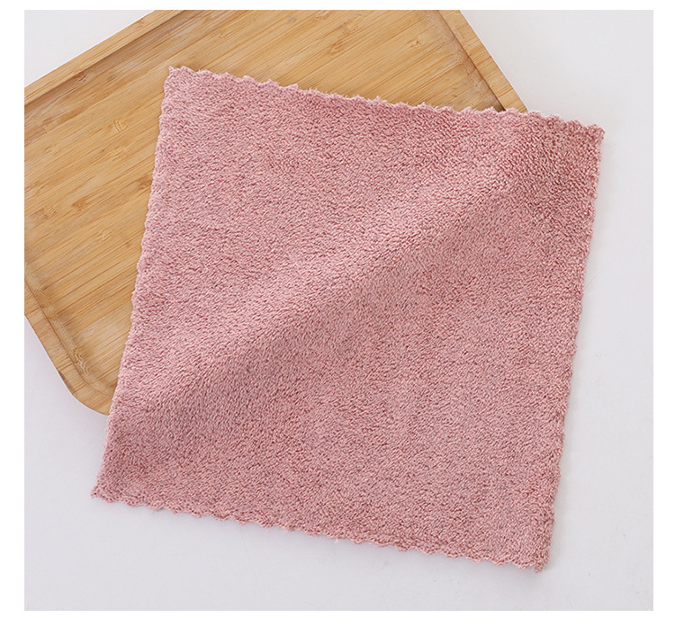 【 Chi Jia 】 Full Sky Star Coral Fleece square Towel, soft absorbent hand towel, Kitchen cloth, hanging small towel, plain color pic 16