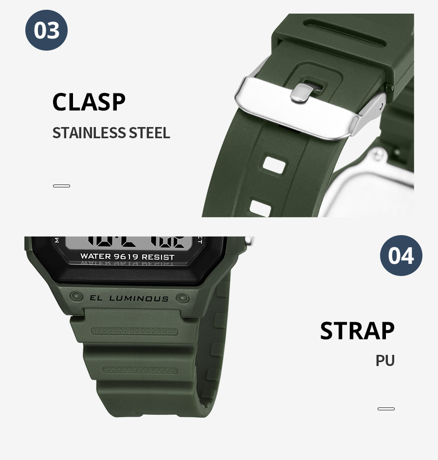 厂货SYNOKE轻薄方形经典学生手表电子表夜光防水运动男士小方块手详情27