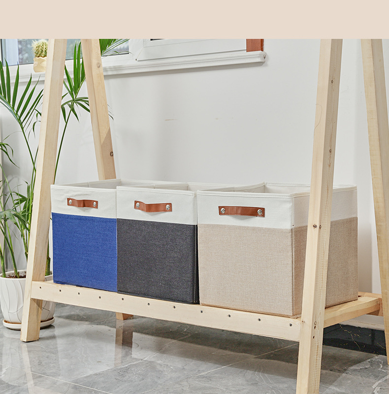 博颂杰亚麻布艺收纳筐桌面杂物零食遥控收纳箱家用可折叠收纳神器详情15