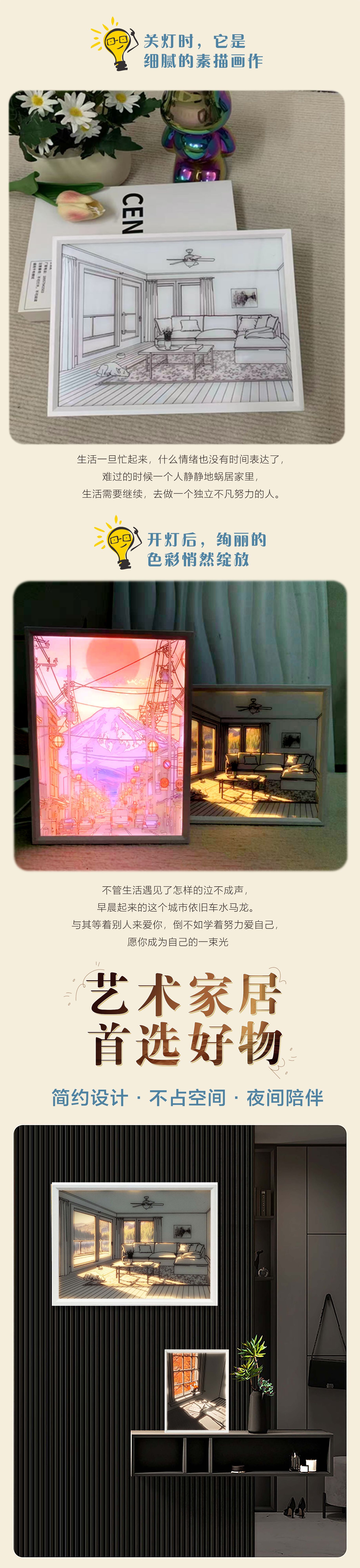 灯光ins充电卧室小夜灯装饰画装饰床头发光生日礼物女生阳光暖光详情2