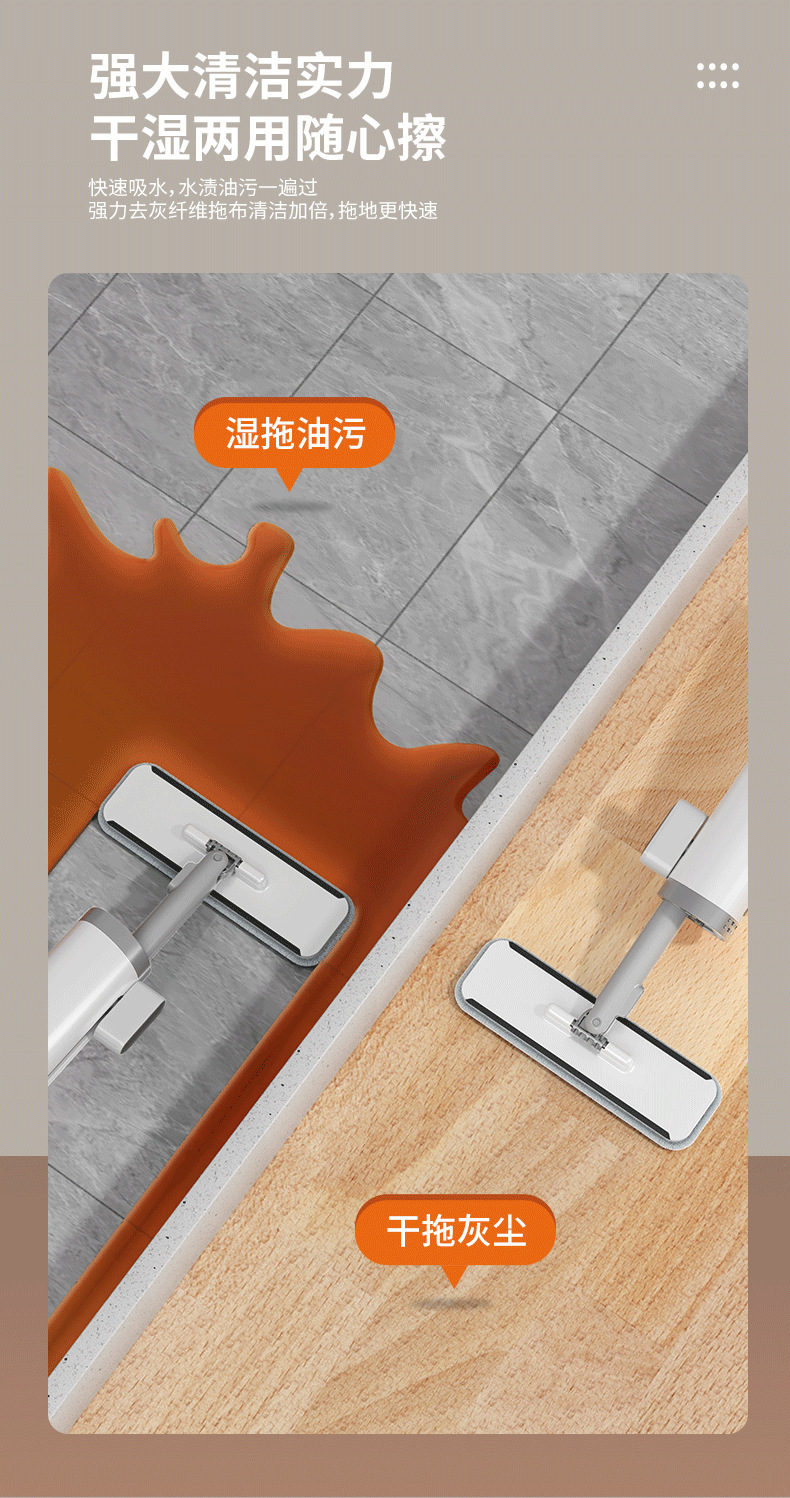 Cross-border manufacturer wholesale mini household lazy mop, desktop cleaning without dirty hands, rotating hand-wash flat mop pic 4