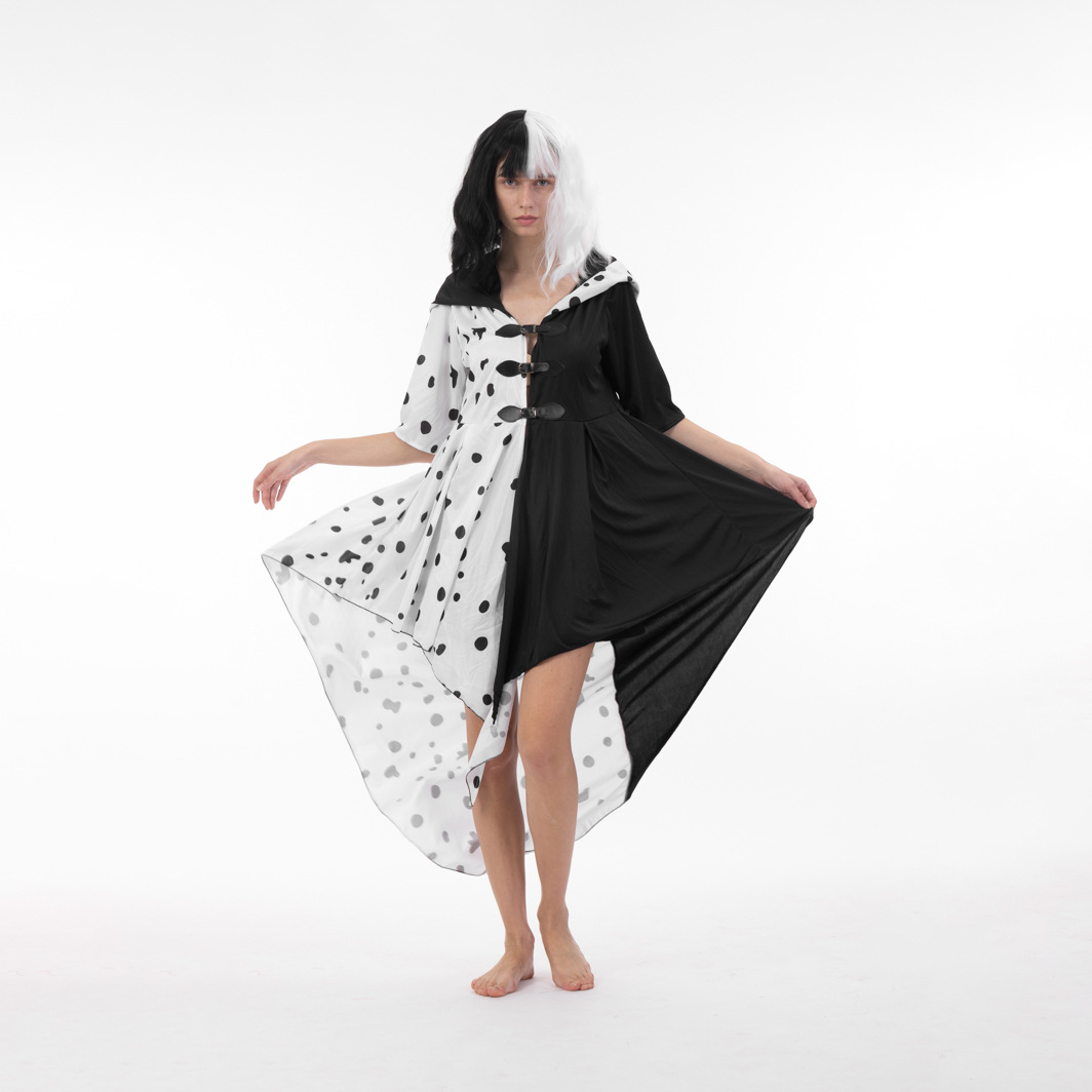 万圣节101忠狗cos黑白魔女库伊拉 ·德维尔斑点连衣裙舞台表演服详情2