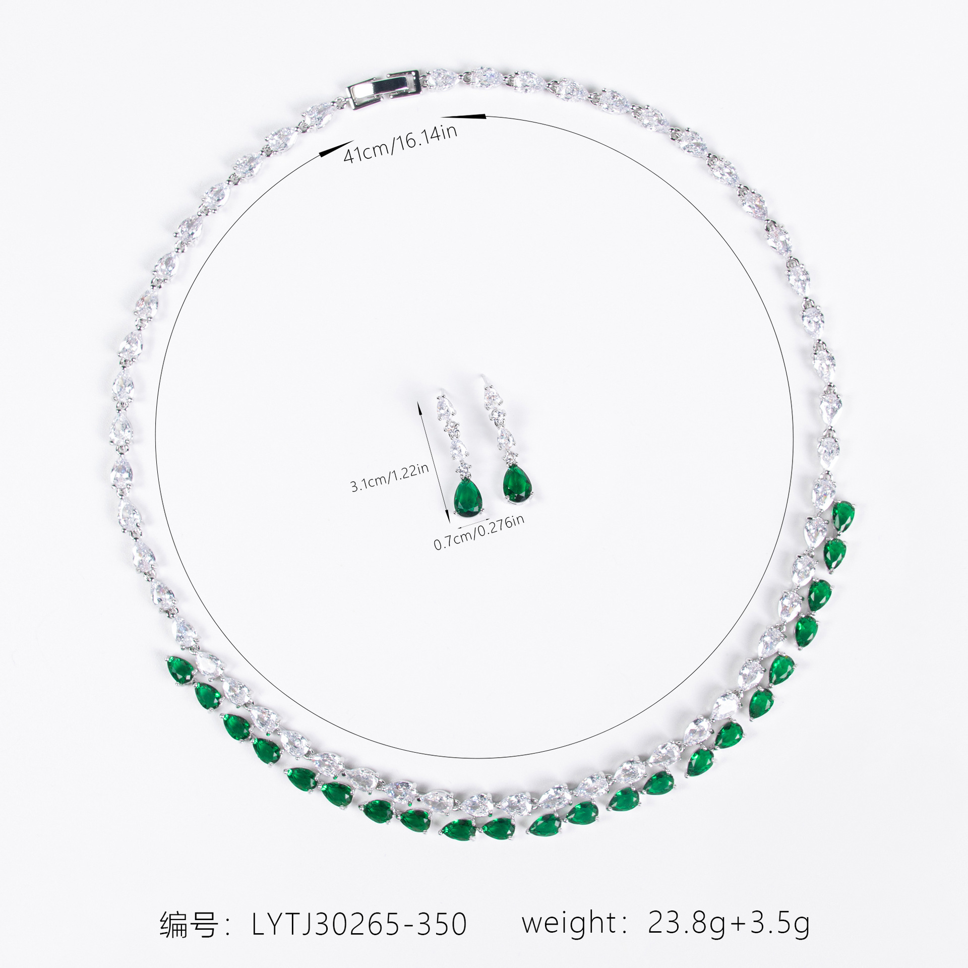 Новый корейский свадебный костюм с сережками, циркониевым подвенечным платьем, ожерельем и ожерельем для маленьких девочек, украшений и украшений литр 30265 гертиза, оптовой оптовой оптовой оптовой оптовой опцией pic 2