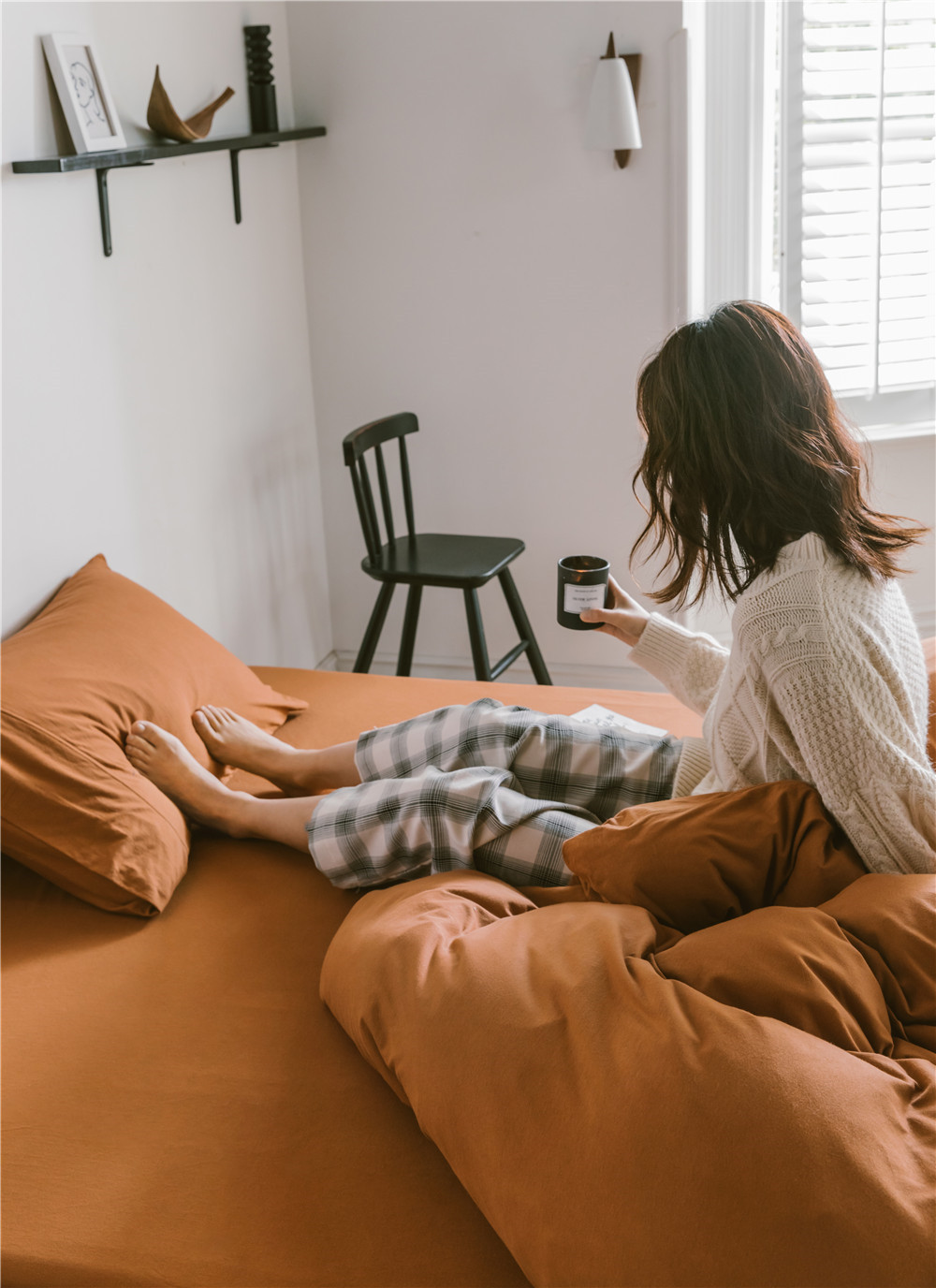 ins Japanese-style solid color all-cotton knitted cotton four-piece set, skin-friendly nude sleeping plain double-layer Indian cotton bed sheet pic 41