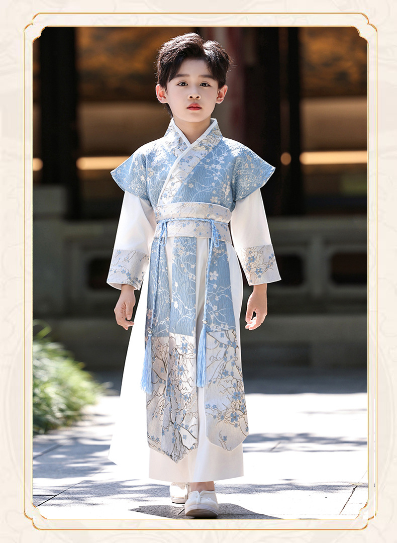 国潮新款儿童汉服演出服套装男童汉服夏薄款新中式儿童国风汉服批发详情10