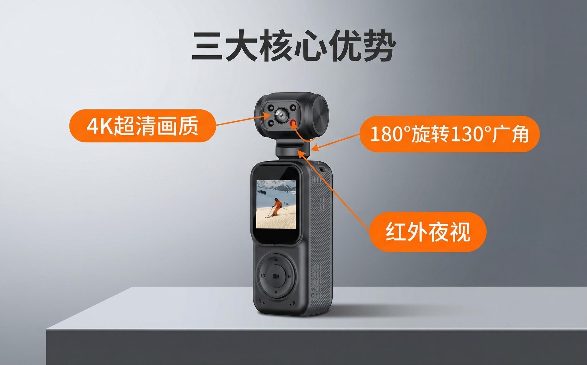 Handheld action camera with screen, cycling commuting recorder, night vision, campus portable vlog high-definition camera pic 4