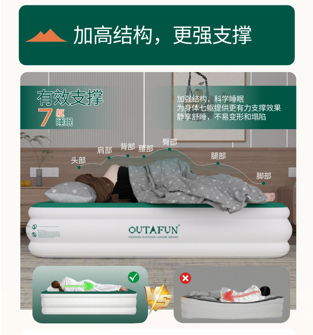 品牌新品直拉带气垫床充气床垫PVC充气床单人气垫床加高床垫植绒详情11