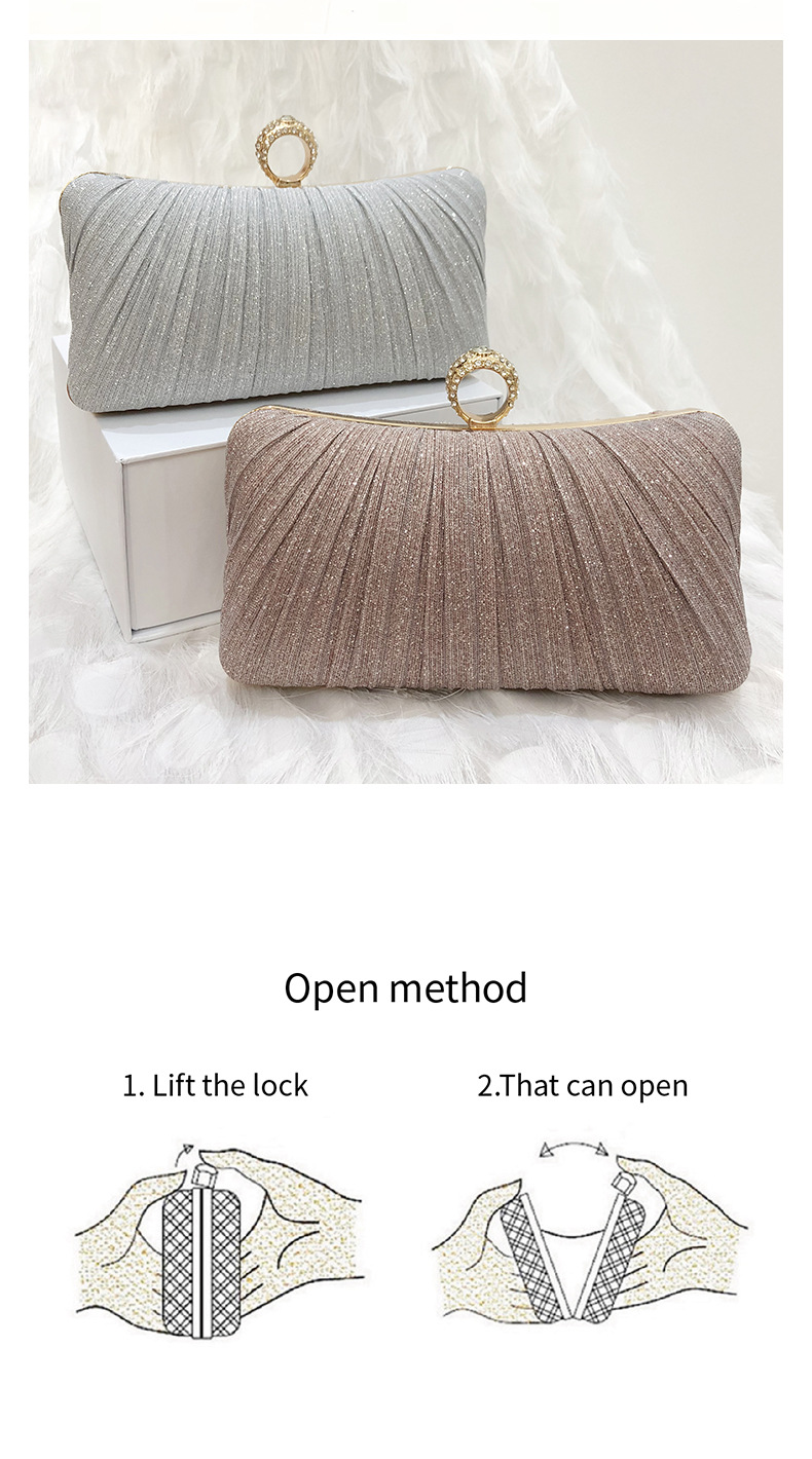 新款晚宴包褶皱手拿包晚装包新中式宴会包女士斜跨百褶礼服旗袍包详情19