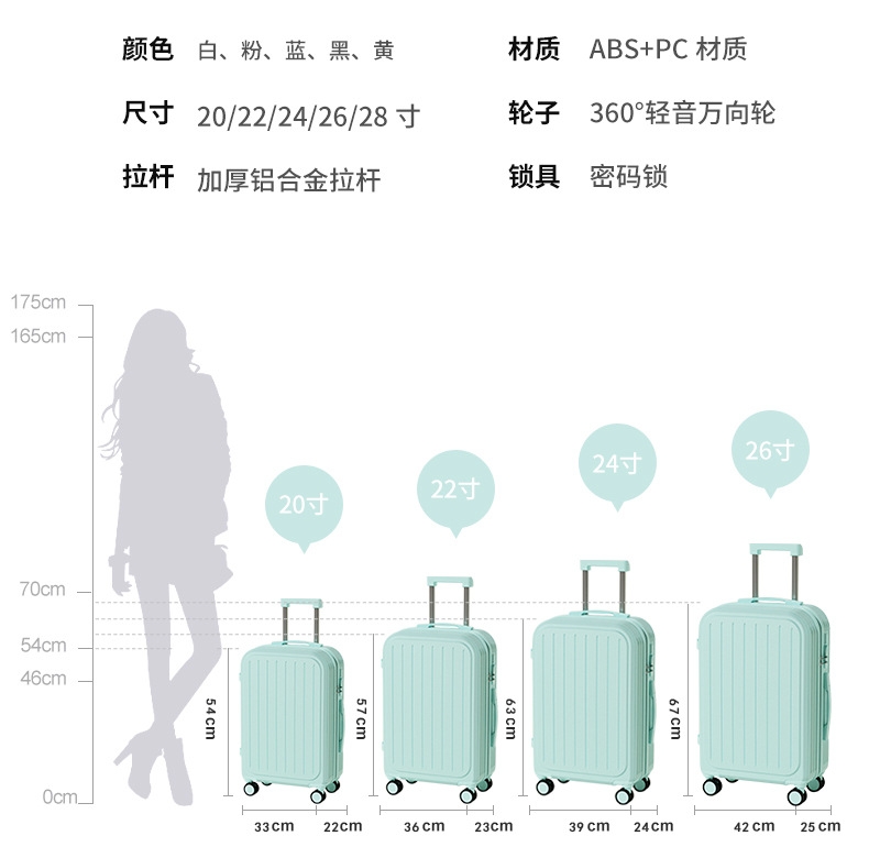 特价款行李箱女拉杆箱多功能万向轮学生20寸新款24寸男密码旅行箱详情18