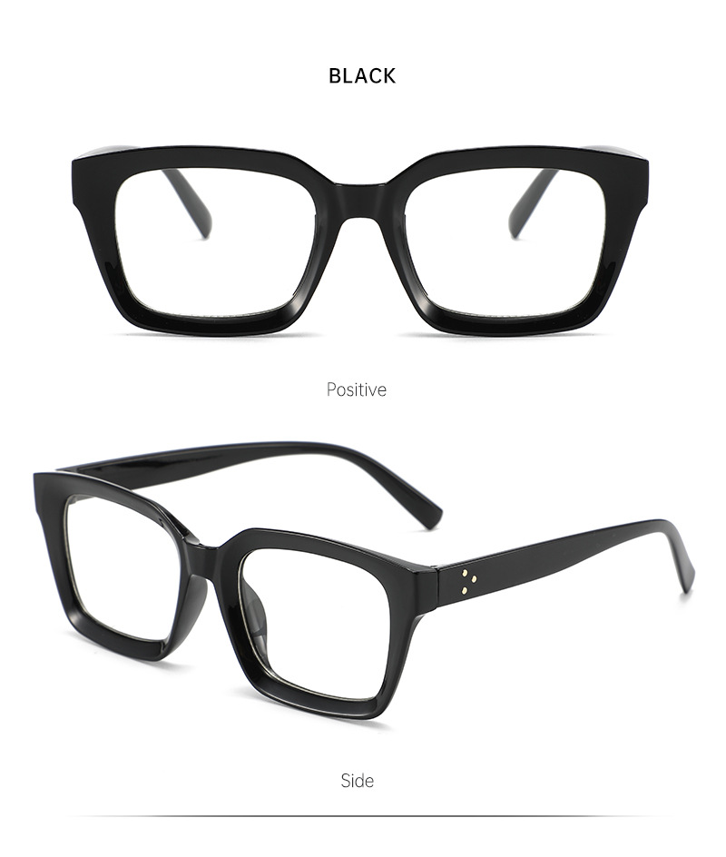 Anti-blue light square frame flat light glasses for women, contrasting color rice studs, simple and slender appearance, high level of spectacle frame, European and American trendy spectacle frame pic 12