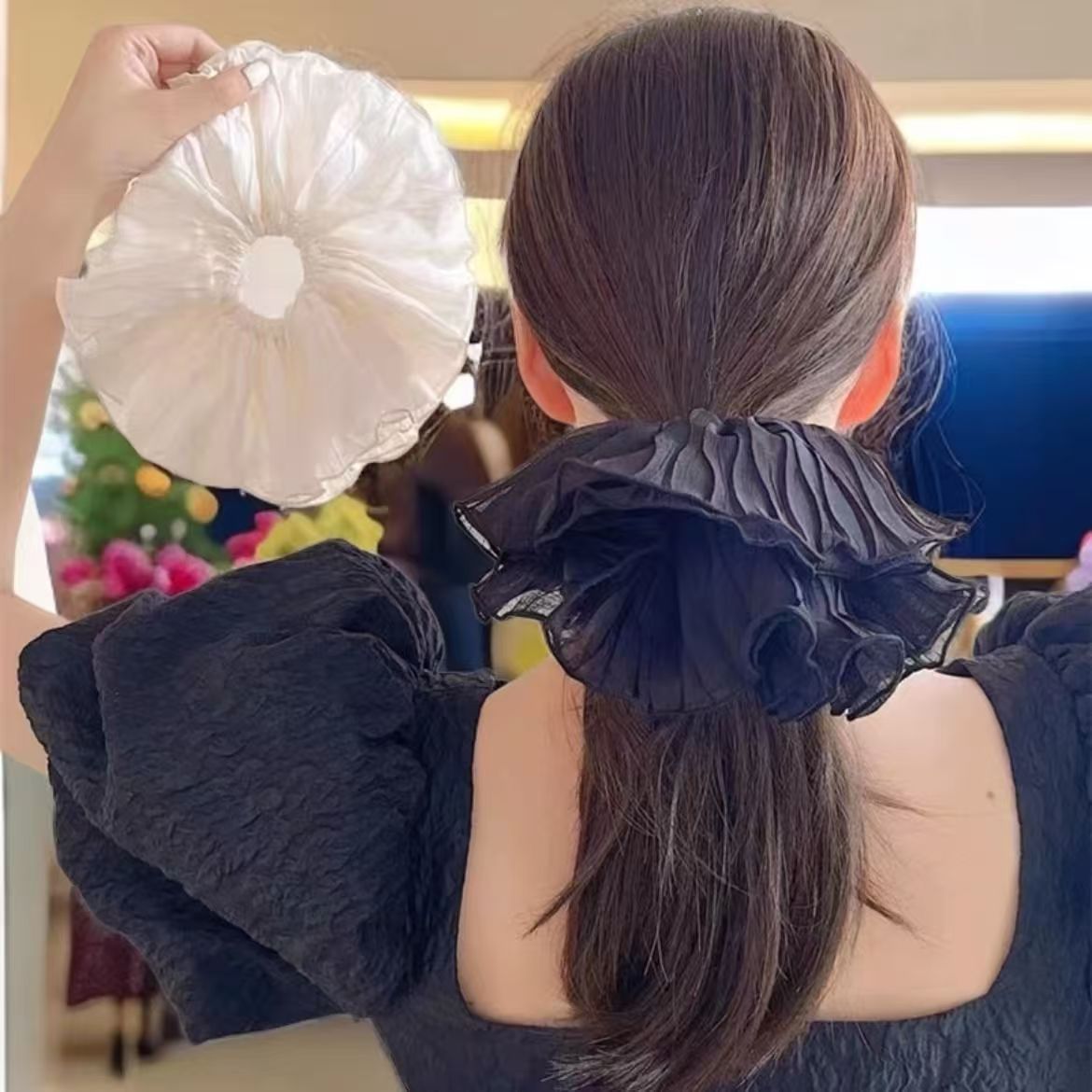 The same large intestine hair band as female celebrities ~ Korean-style high-end hair tie for a stylish 2024 new super large hair tie pic 1