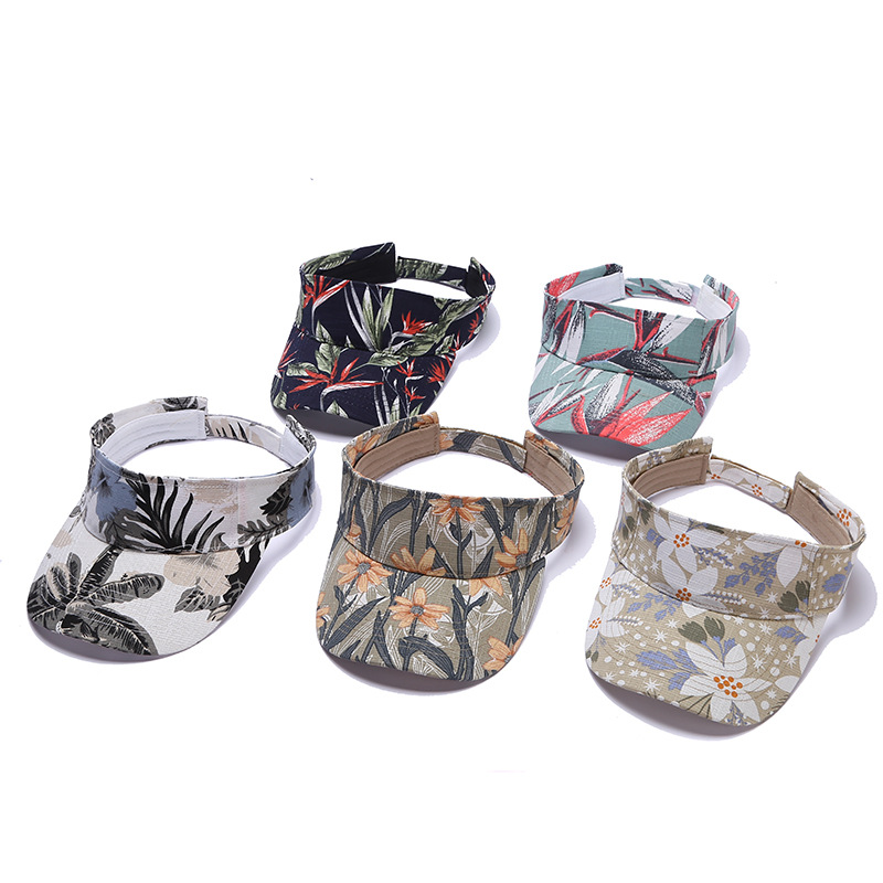 Marathon outdoor sports baseball cap, running headless breathable sun hat, pure cotton printed floral ceiling cap pic 2