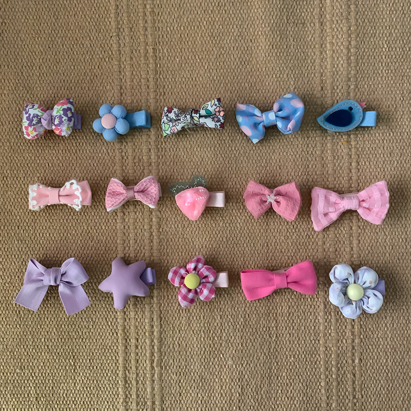 Korean version colorful baby hair clips, sweet and cute baby all-inclusive cartoon flower bow side bangs hair accessories pic 26