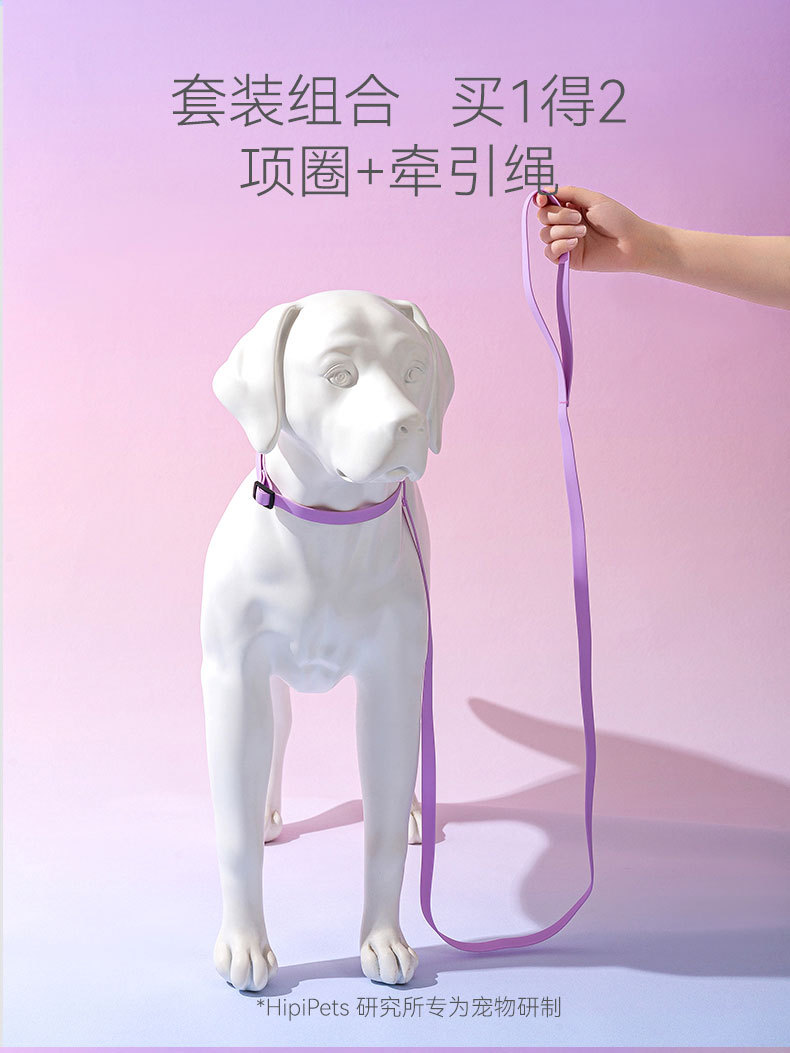 马卡龙色狗狗牵引绳中小型犬可调节项圈遛狗绳子宠物外出栓狗用品详情4