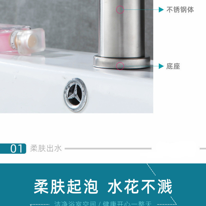 批发不锈钢面盆水龙头欧式烤漆洗手盆浴室柜冷热水暖卫浴面盆龙头详情8
