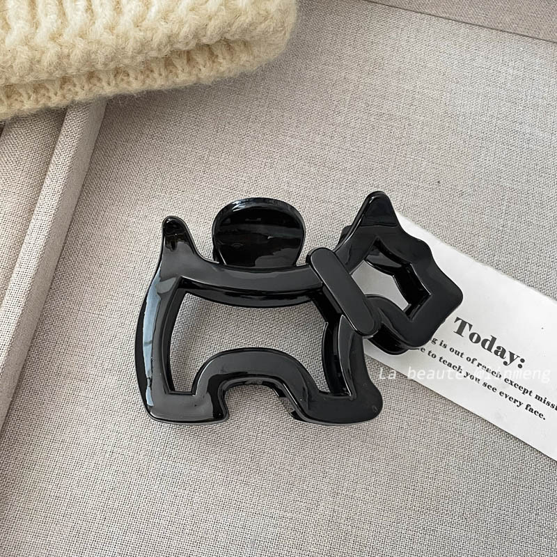 韩版时尚小狗棕色发抓批发女式热卖塑料ABS发抓发饰厂家批发详情24