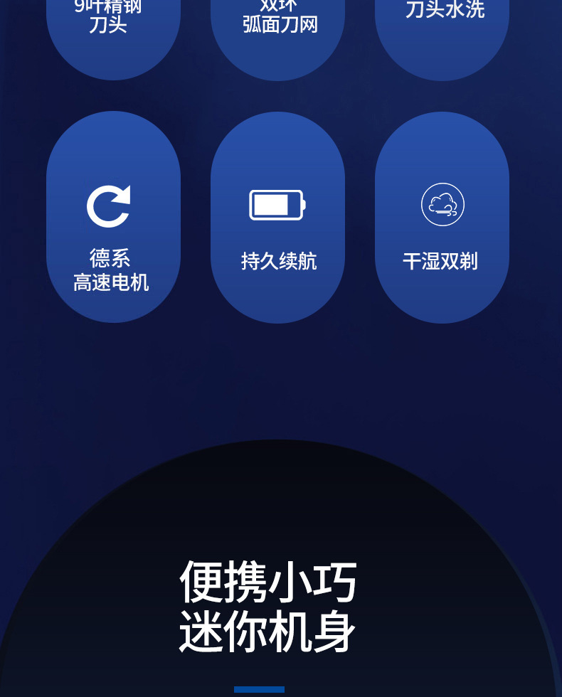 志高剃须刀电动男士迷你刮胡刀充电便携式冲动车载水洗智能胡须刀详情3