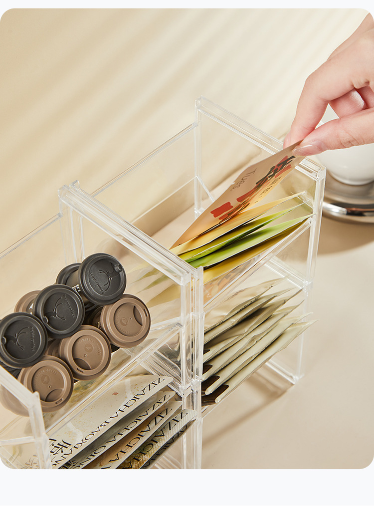 Tea bag storage box, capsule coffee storage rack, tea room shelf, office tea storage box pic 3