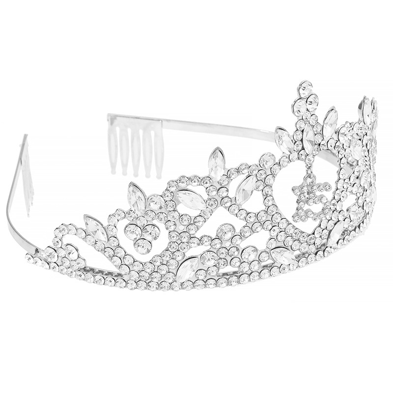 European and American cross-border design sense diamond-encrusted 15-16-year-old digital pendant water diamond crown birthday party headwear crown pic 16