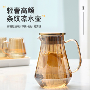 Wholesale high borosilicate heat-resistant glass tea sets, thickened filtered flower and plant teapots, striped pumpkin teapots, one-piece consignment pic 3