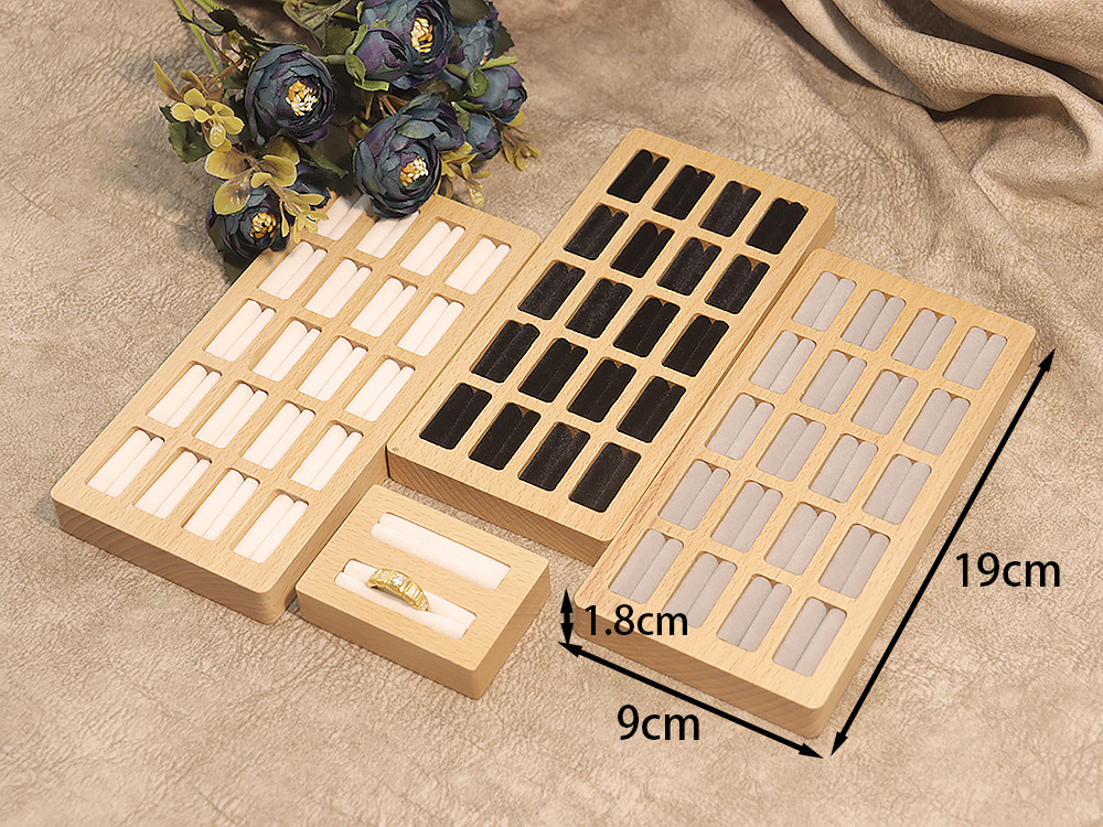 二十位戒指首饰展示托盘实木多卡位钻戒收纳无盖饰品包装礼盒多色详情2