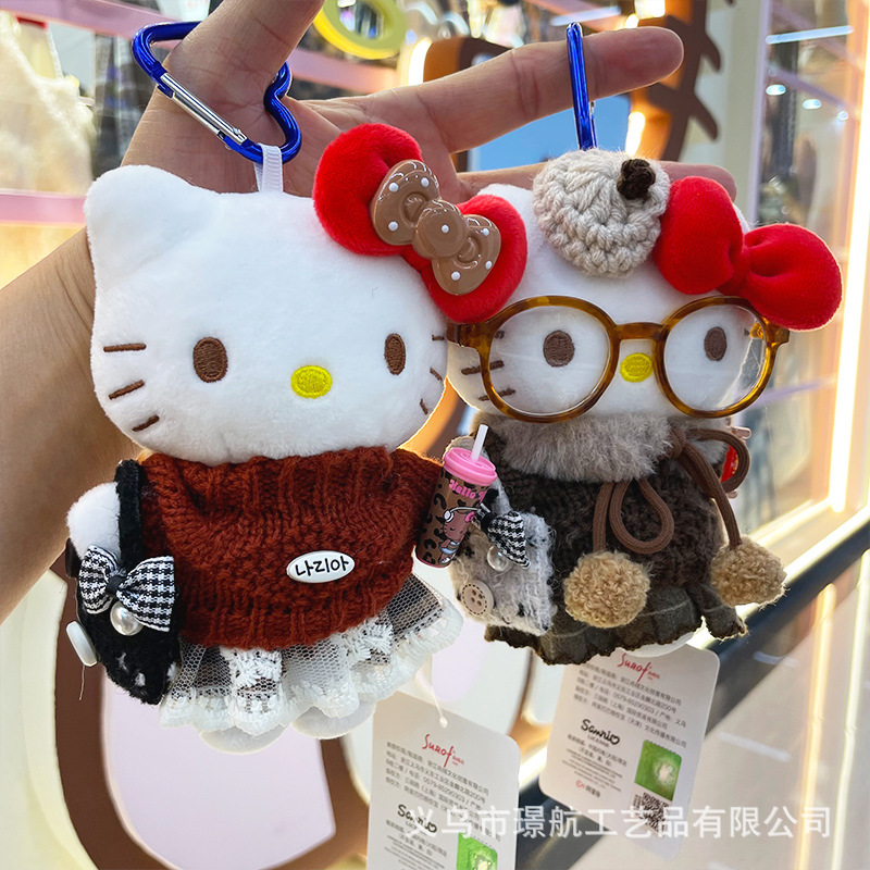 【 Genuine 】 hellokitty small pendant, cute plush doll kt doll dress, doll bag pendant pic 5