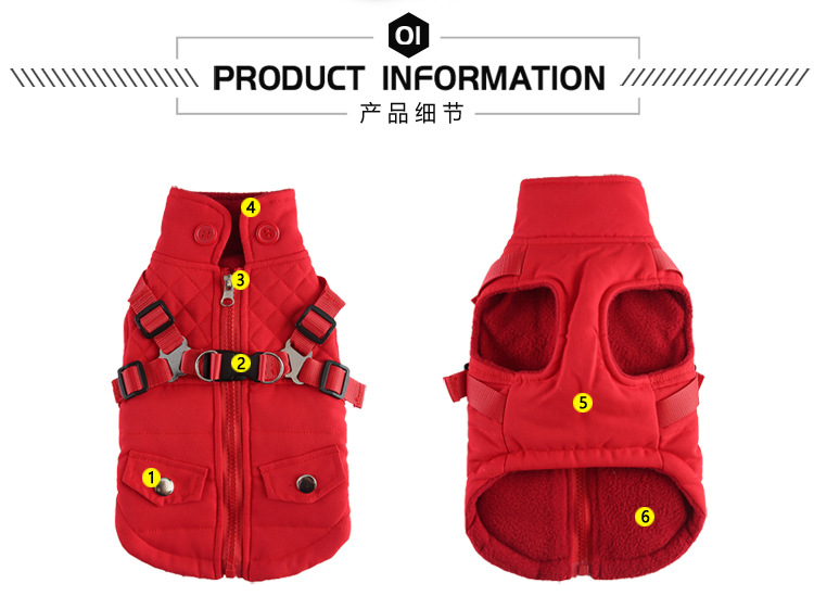 现货批发狗衣服秋冬保暖加厚猫咪棉衣反光背带泰迪比熊跨境狗衣服详情31