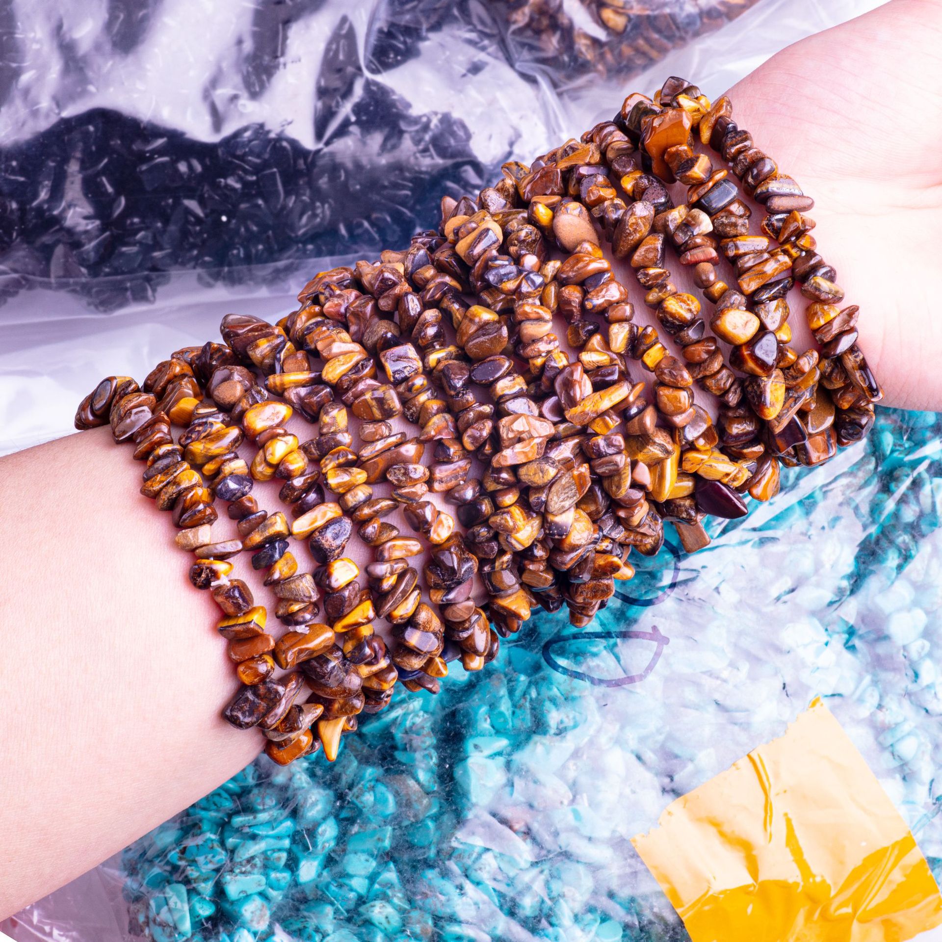 批发天然石水晶碎石女士链条手串不规则小碎石紫晶手串手饰品详情7