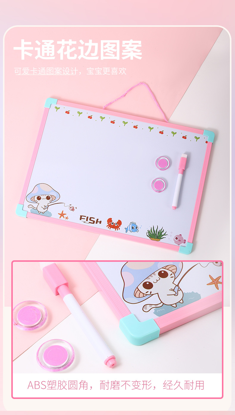 Personalizado cristal doble cara dibujo tablero tablero magnético para niños dibujo puzzle juguetes al por mayor una pieza generación de cabello blanco y negro ambos lados pic 6