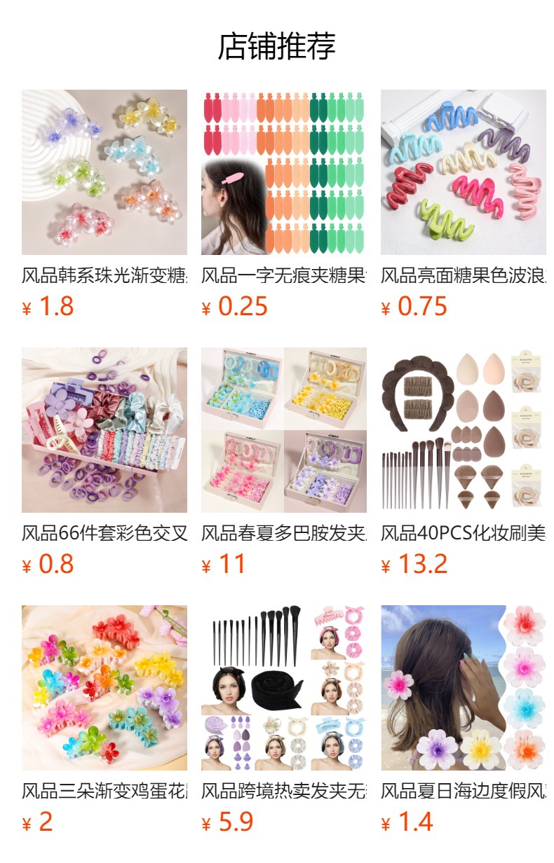 风品春夏8件鸭嘴花朵抓夹甜美百搭温柔后脑勺盘发夹子半扎发发卡详情1