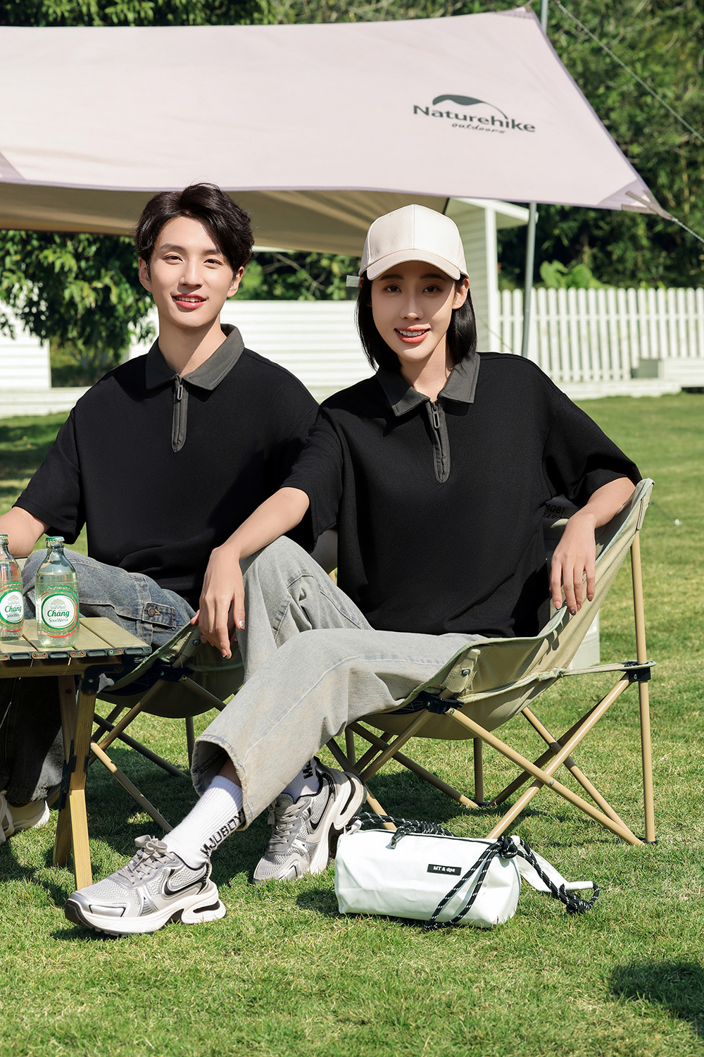 半拉链撞色polo衫工作服定制落肩翻领短袖刺绣学院风个性班服印字详情2