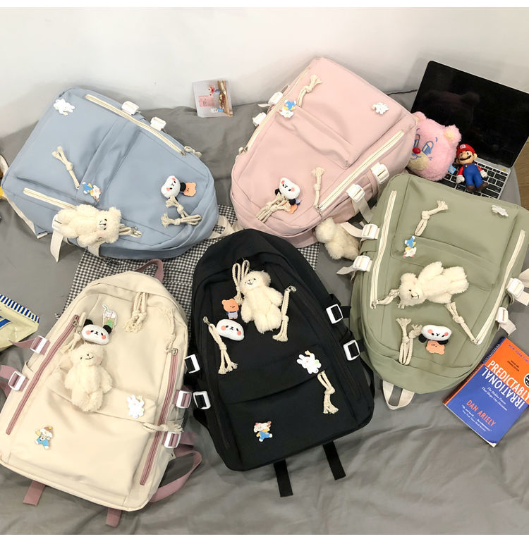 2024新款书包女学生韩版高中初中生双肩包可爱大容量ins简约背包详情9