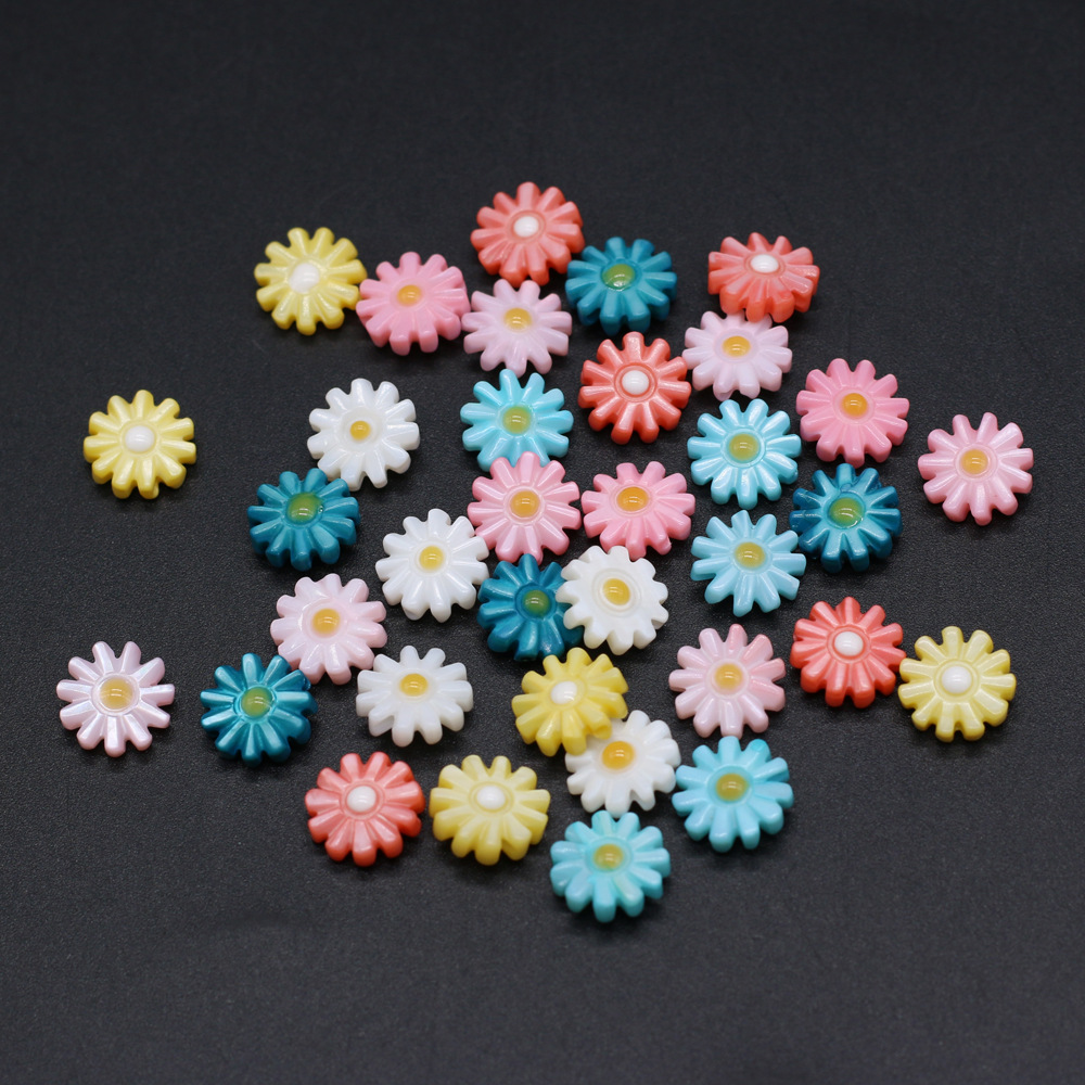 DIY jewelry accessories, natural shell hand-carved sunflowers, multi-color through-hole hairpins, earrings and pendants wholesale pic 40