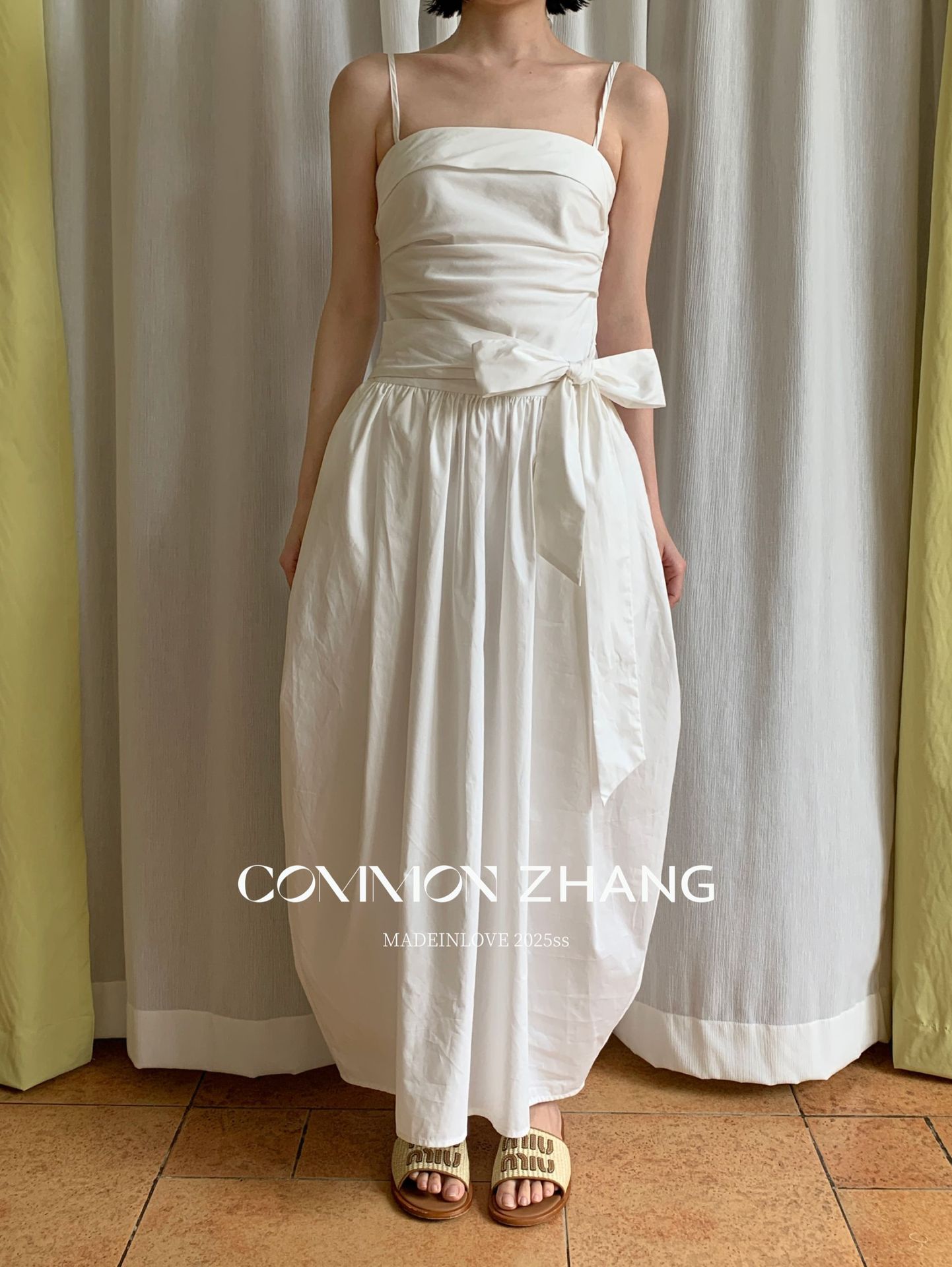 CZ ZHANG Summer Multi-color mint Mamba style lace-up waist-cinching and slimming halter flower bud dress for women B26925 pic 10