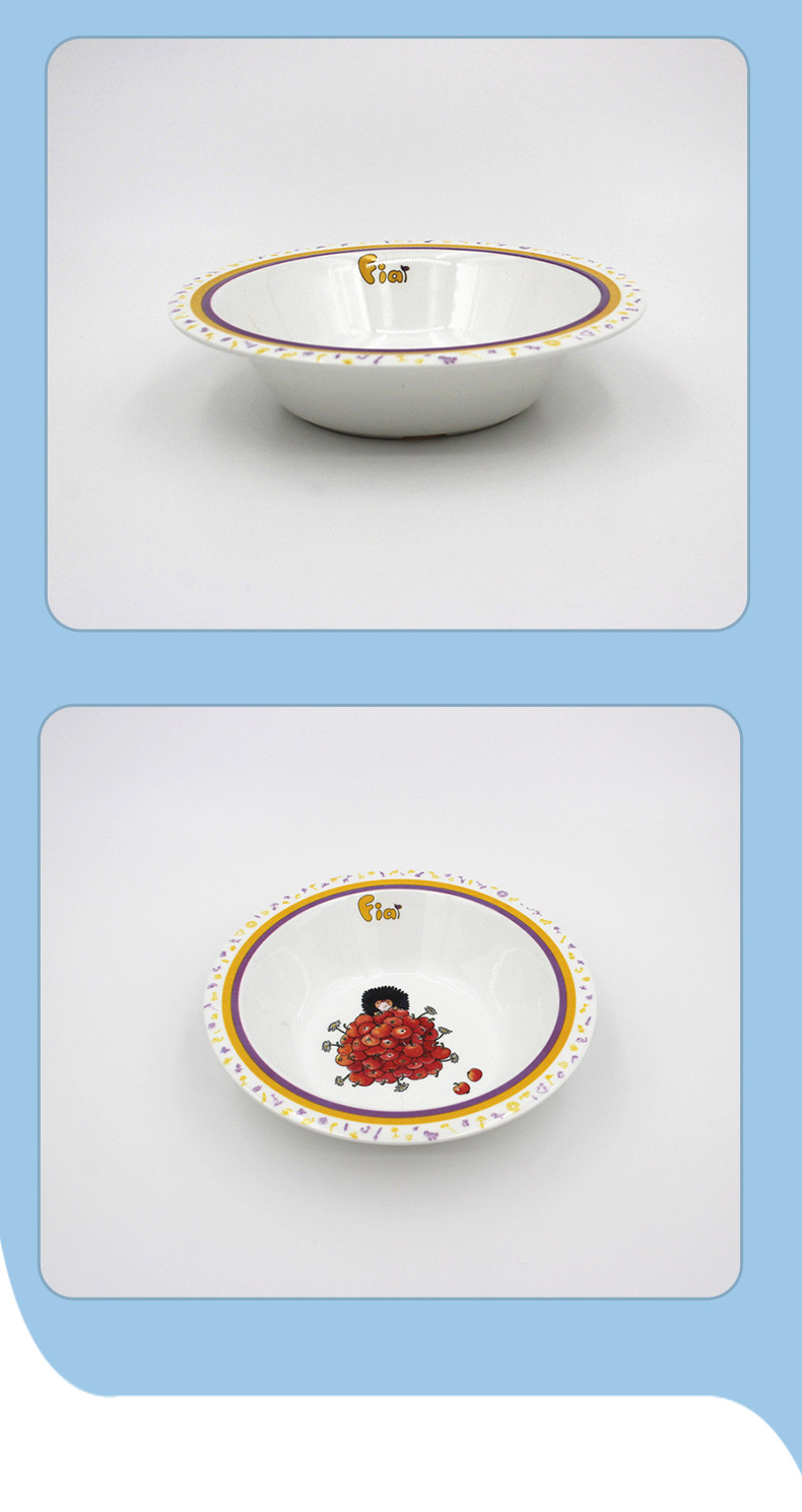 厂家批发美耐皿餐具儿童叉匙宽边碗水果沙拉密胺碗仿瓷宽口甜品碗详情4
