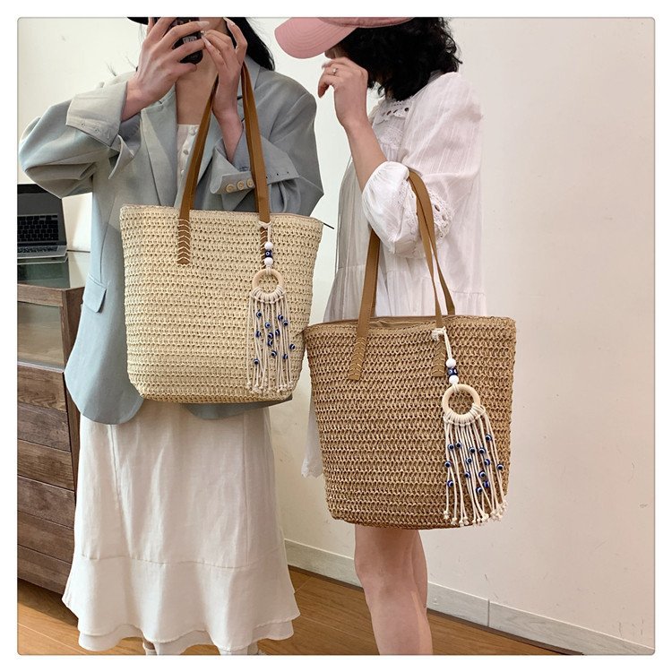 2024时尚新款沙滩草编大容量包包女单肩包百搭洋气编织旅行托特包详情21