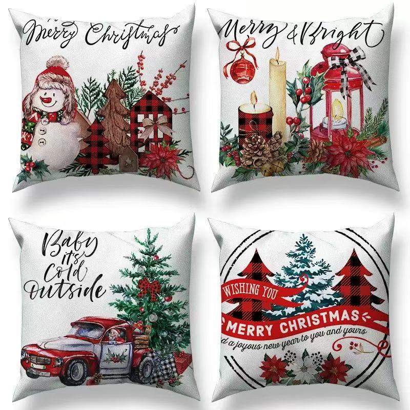 Cross-border bestseller Christmas tree print pillowcase, Christmas snowflake decorative pillowcase, new living room home pillowcase pic 7