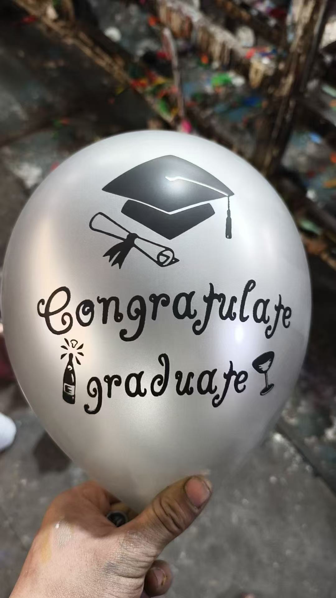 Graduation season balloons, round balloons, teachers and students, graduation party decorations, 12-inch golden printed latex balloons pic 6