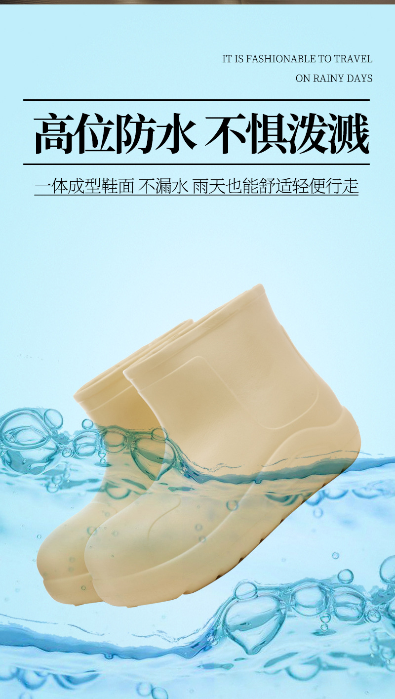跨境时尚雨鞋女保暖水鞋子EVA软底防滑厨房胶鞋外穿百搭防水鞋女详情3