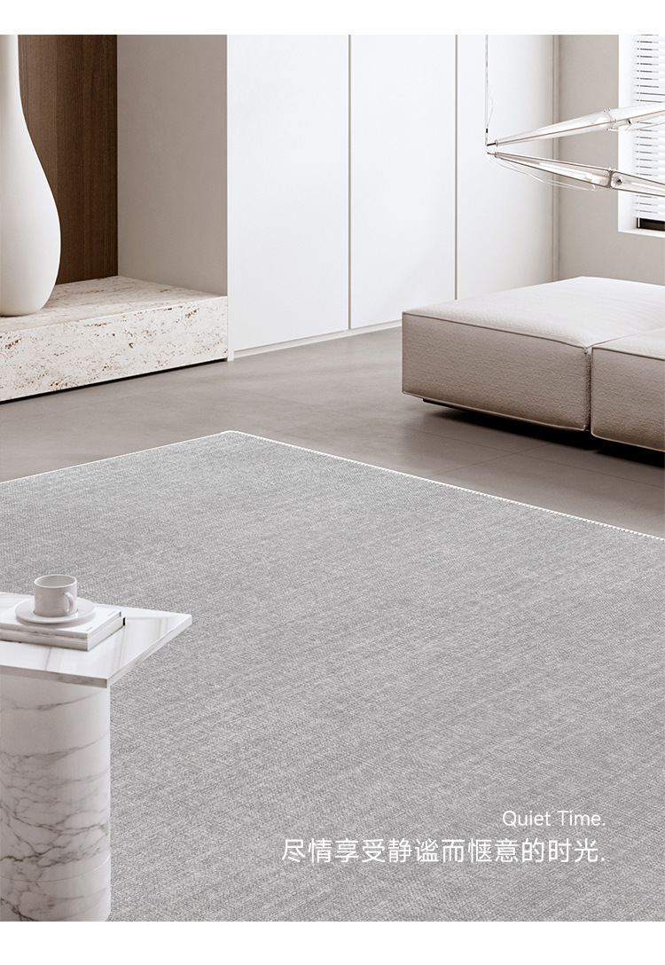 Solid-colored carpets for the living room are dirt-resistant, easy to maintain, and require no washing. They are a light luxury and high-end solid color standard for large houses, including sofa blankets and bedroom floor MATS pic 17