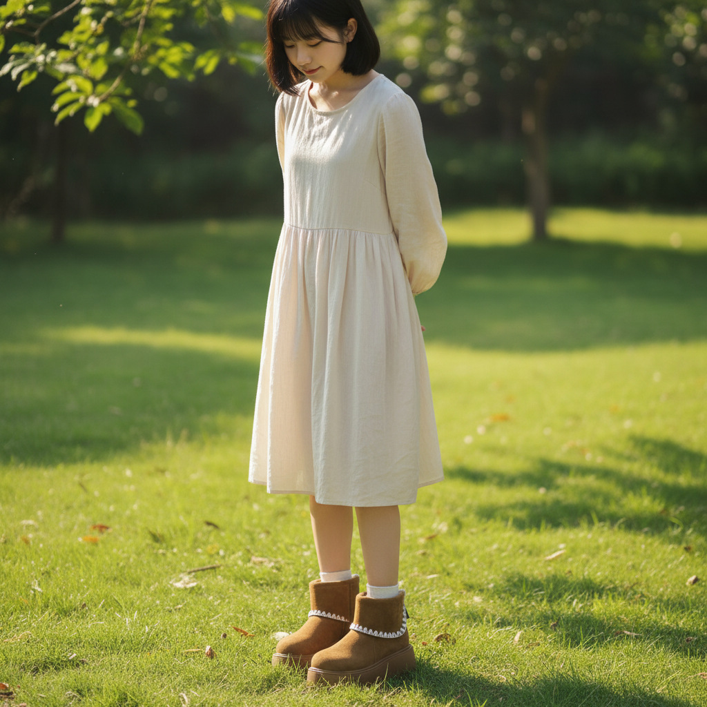 增高雪地靴2025秋冬新款松糕保暖马丁靴复古外穿时尚百搭短筒靴详情11