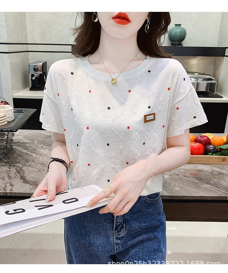 夏季女士正肩短袖t恤新款宽松大码胖mm白色半袖体恤上衣夏装ins潮详情5